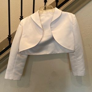 White cropped formal jacket medium bridal bride work wedding coverup